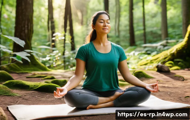 장소 기반 자연 명상을 위한 필수 아이템 - **Prompt:** "A serene woman in her early thirties meditates peacefully in a sun-dappled forest clear...